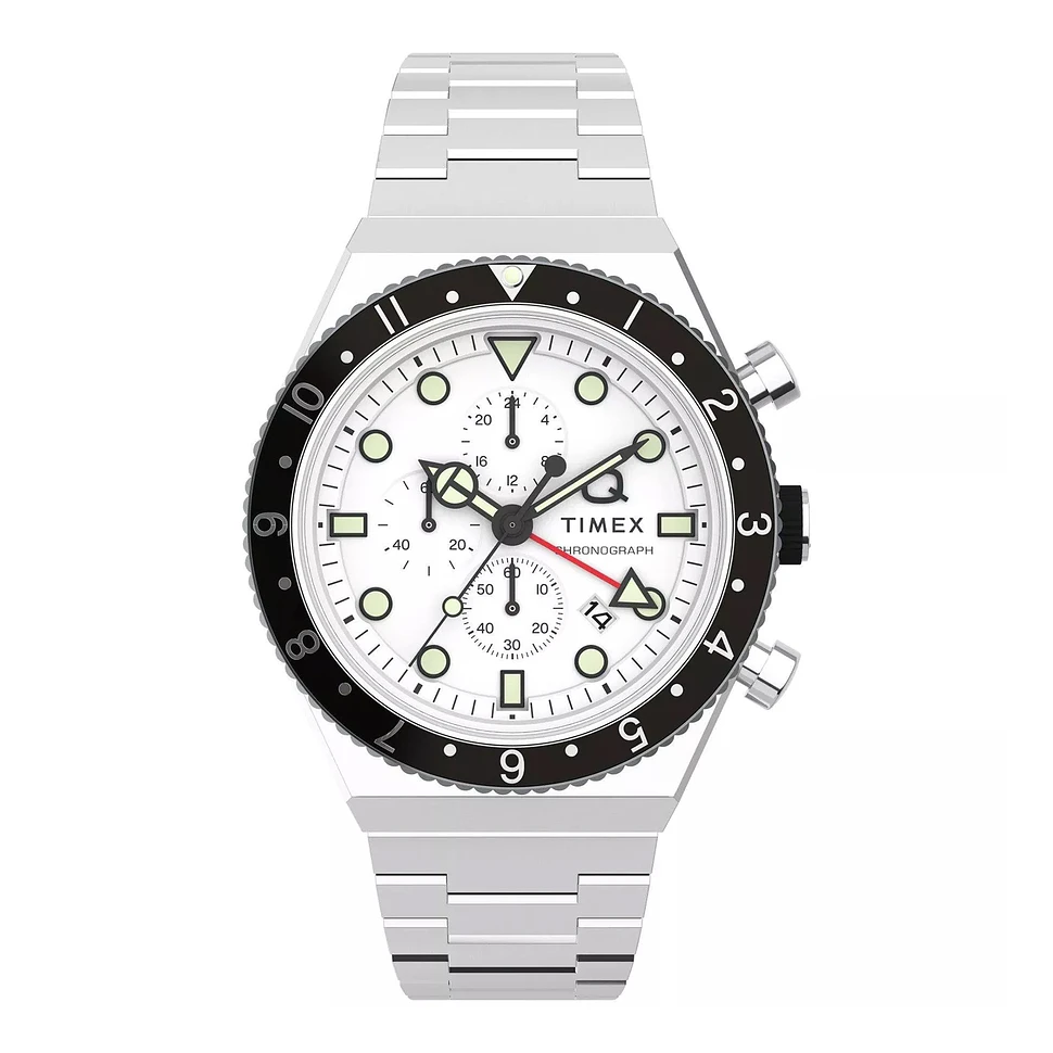 Timex Archive - Q Timex 3 Time Zone Chronograph Watch