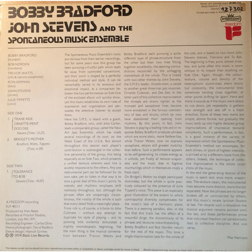 Bobby Bradford With John Stevens And The Spontaneous Music Ensemble - Bobby Bradford With John Stevens And The Spontaneous Music Ensemble