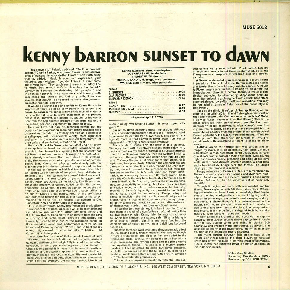 Kenny Barron - Sunset To Dawn - Vinyl LP - 1973 - US - Original | HHV