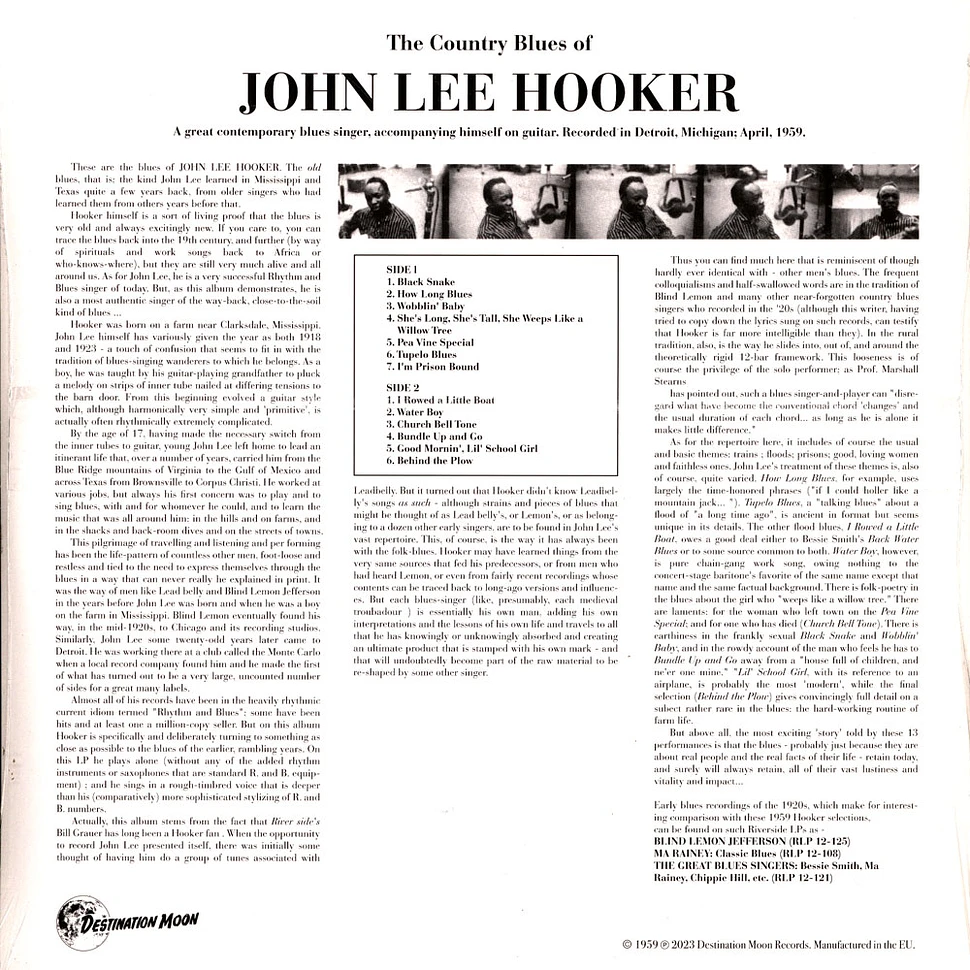 John Lee Hooker - The Country Blues Of John Lee Hooker Clear Vinyl Edtion