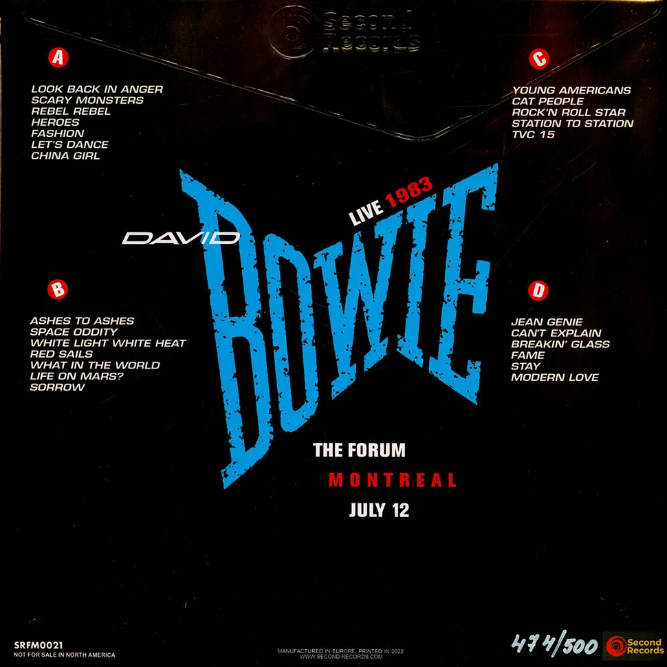 David Bowie - Live At The Forum Montreal 1983 Green/Black Splatter Vinyl Edition