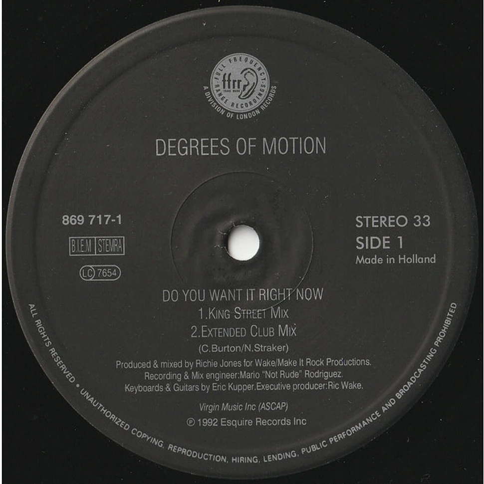 Degrees Of Motion Featuring Biti Strauchn - Do You Want It Right Now