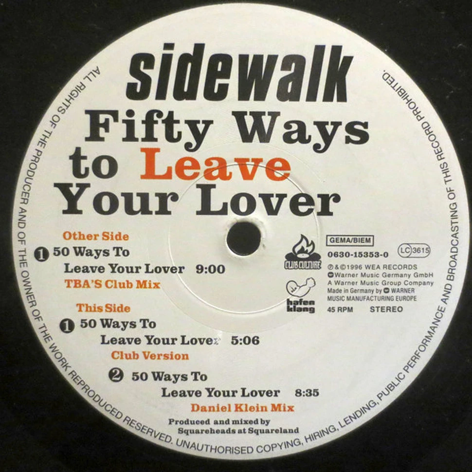 Sidewalk - Fifty Ways To Leave Your Lover