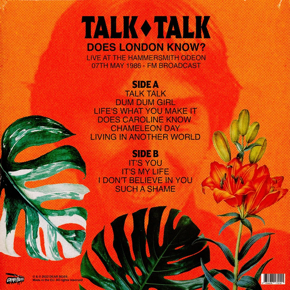 Talk Talk - Does London Know? Live At The Hammersmith Odeon 1986 Red Vinyl Edtion