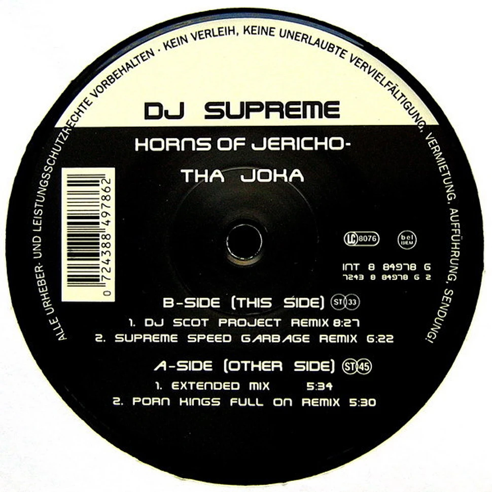 DJ Supreme Horns Of Jericho Tha Joka Vinyl 12" 1997 DE