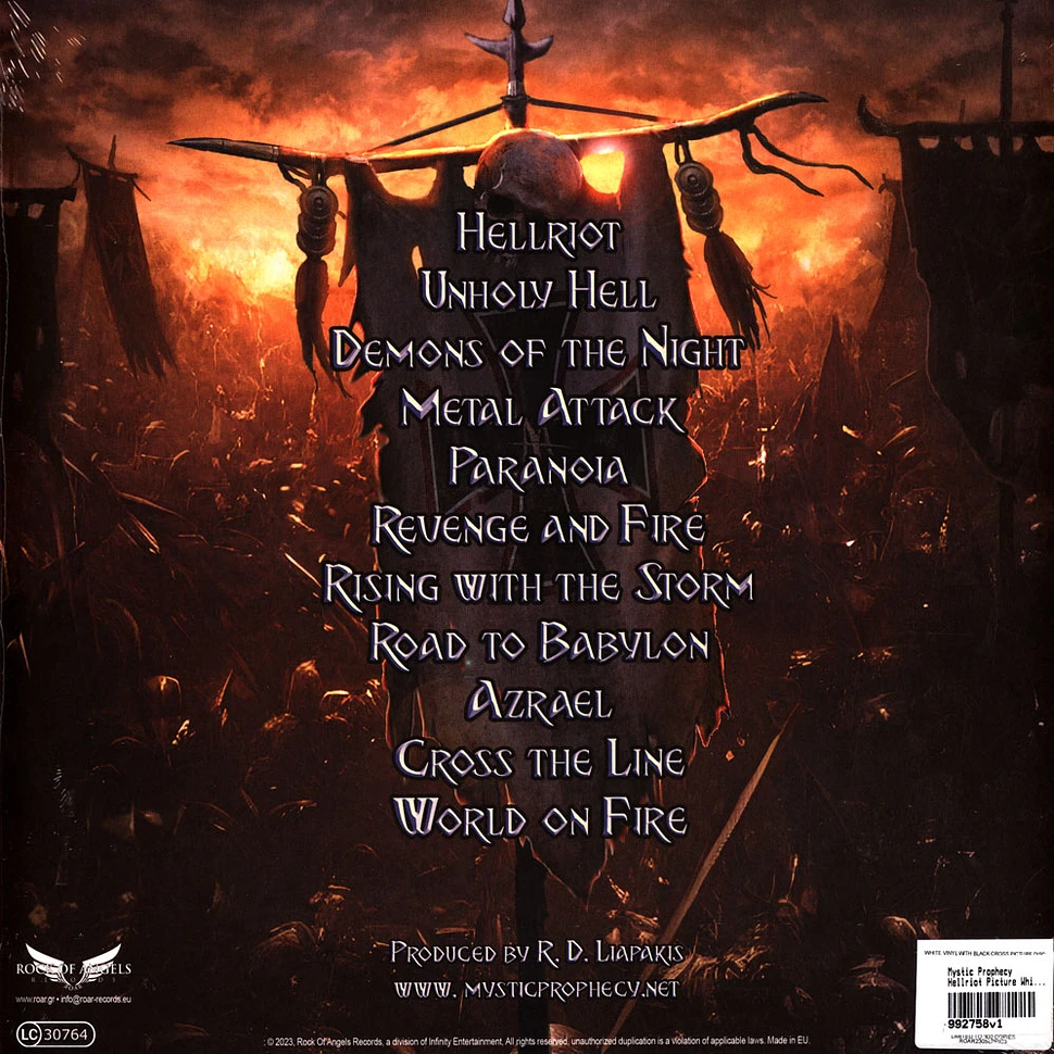 Mystic Prophecy - Hellriot Picture White / Black Cross Vinyl Edition