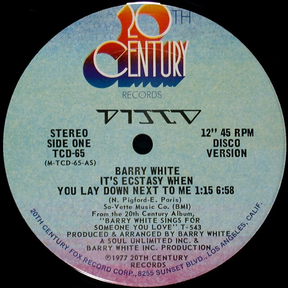 Barry white it s ecstasy when you lay down next to me vinyl 12