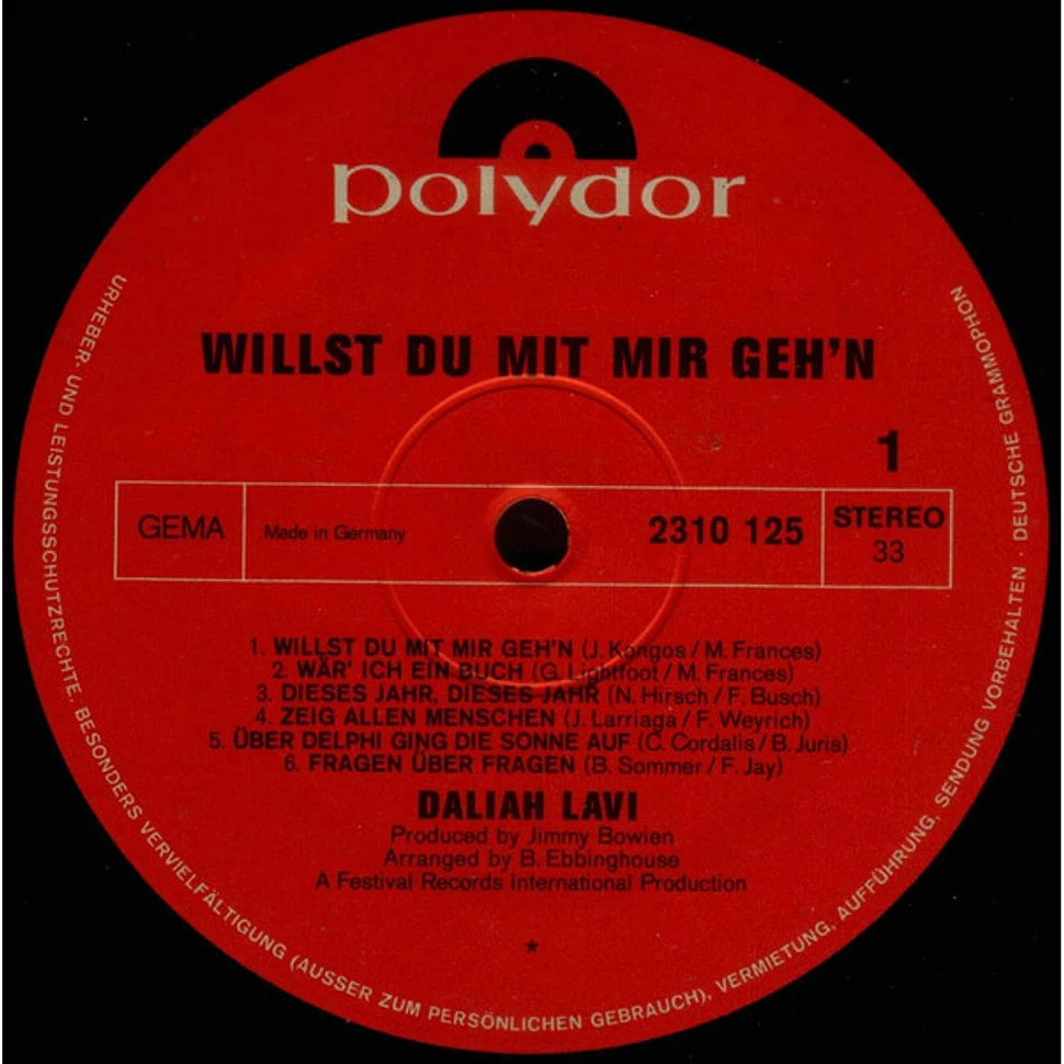 Daliah Lavi - Willst Du Mit Mir Geh'n
