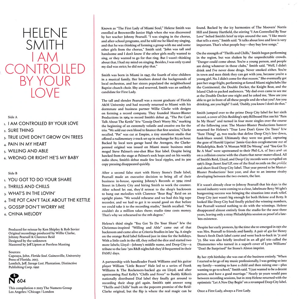 Helene Smith - I Am Controlled By Your Love Black Vinyl Edition