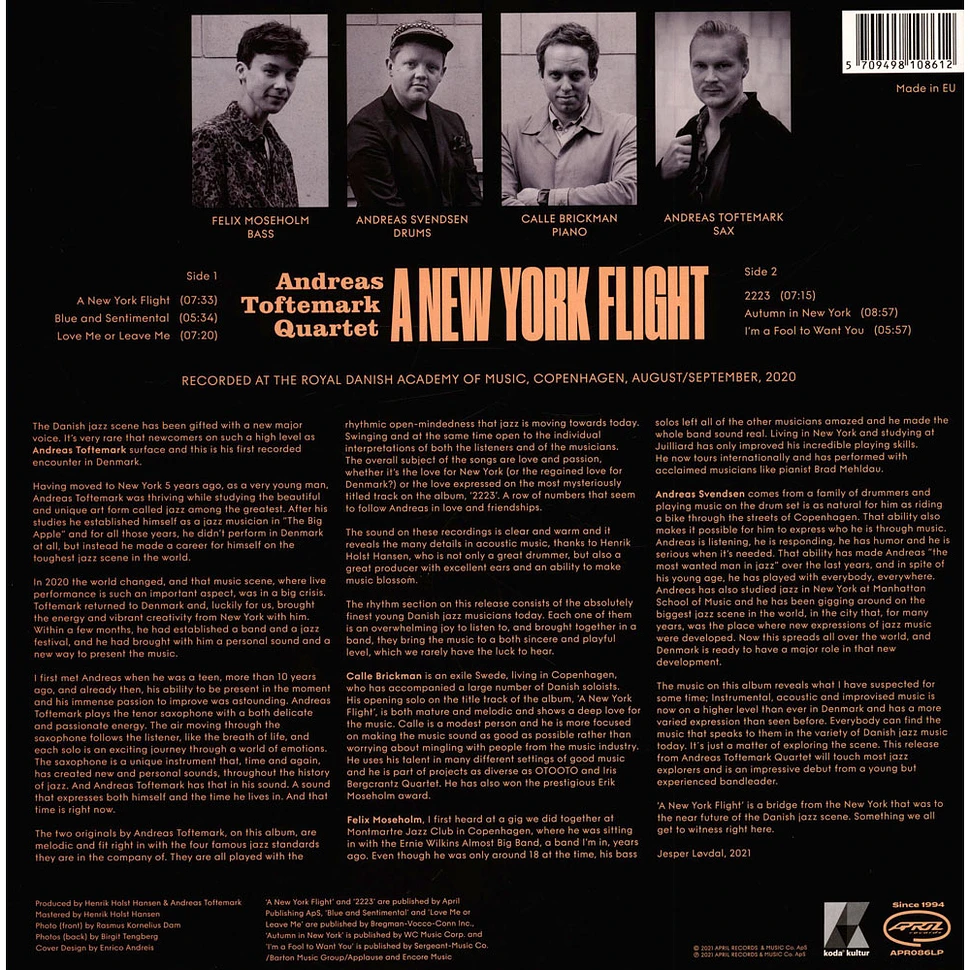 Andreas Toftemark Quartet - A New York Flight