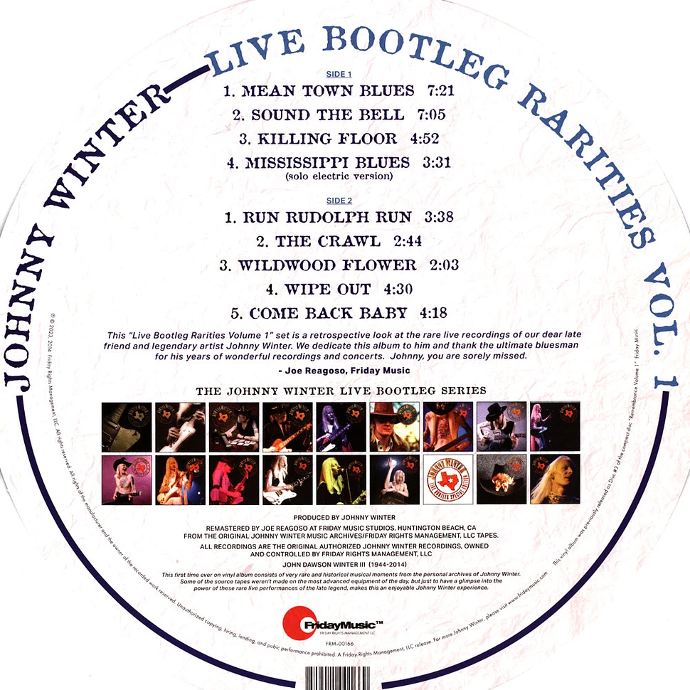 Johnny Winter - Live Bootleg Rarities Volume One Colored Vinyl Edition