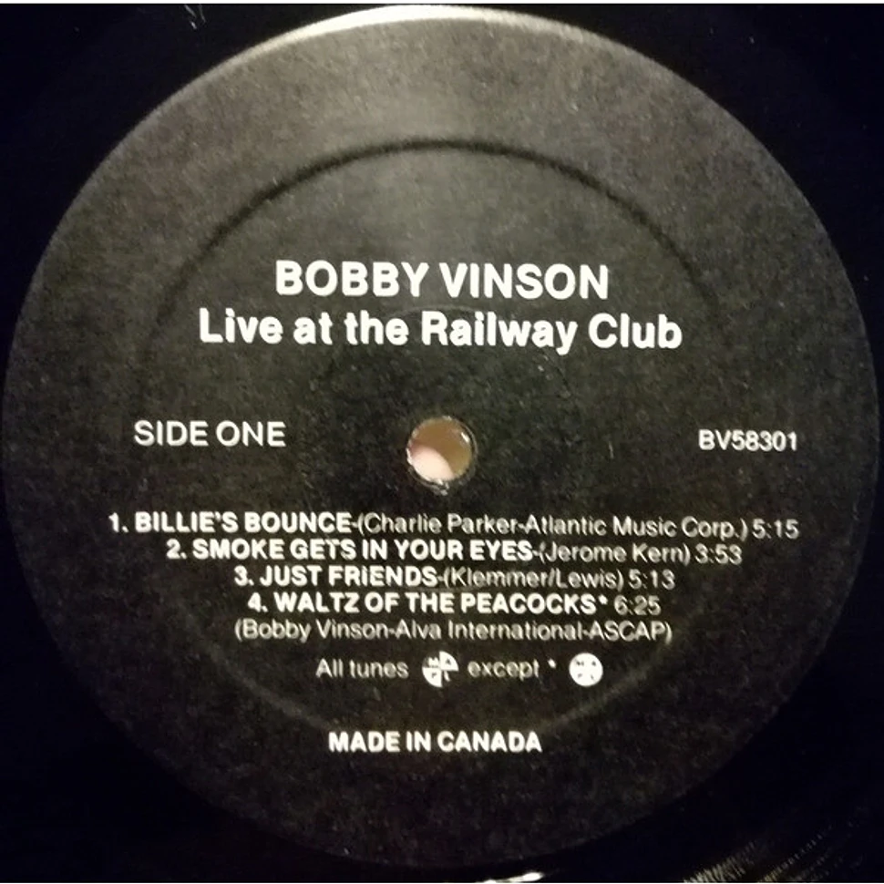 Bobby Vinson - Live At The Railway Club