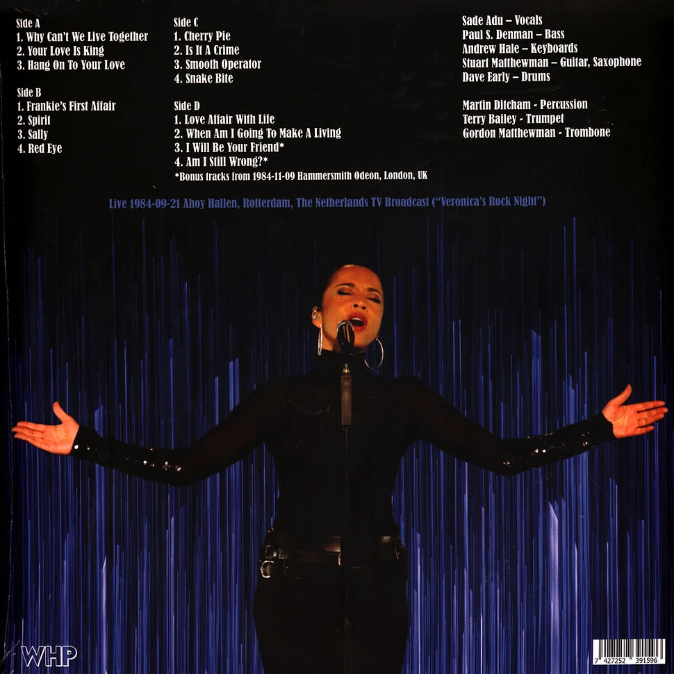 Sade - Live 1984 Ahoy Hallen Rotterdam Black Vinyl Edition