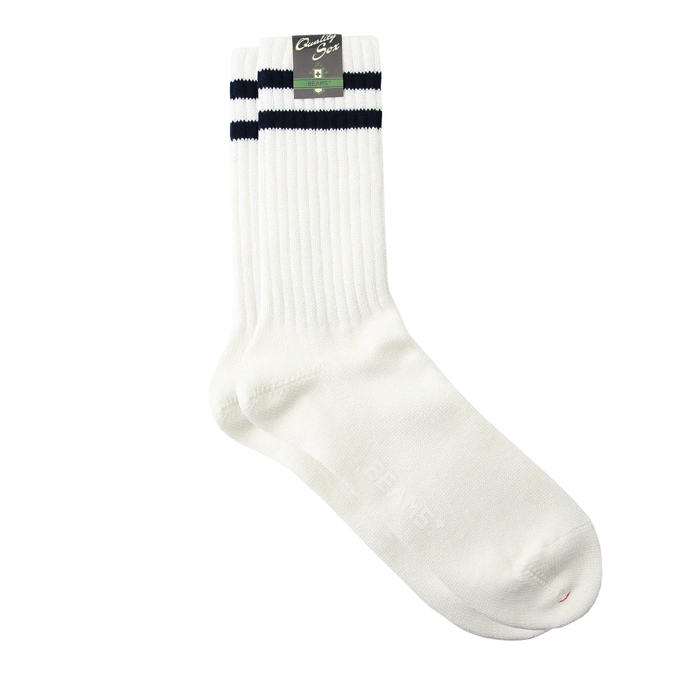 Beams Plus - Schoolboy Socks (White / Navy) | HHV