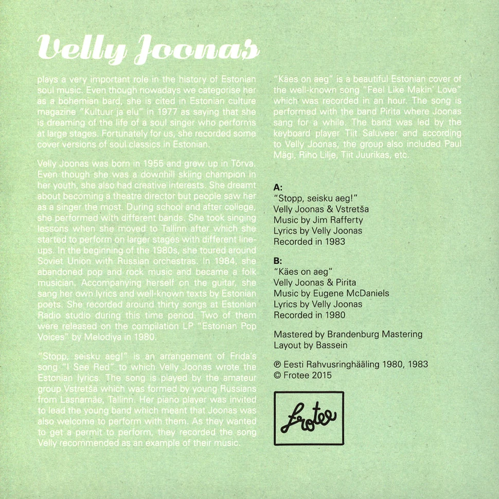 Velly Joonas - Stopp, Seisku Aeg! 2024 Repress