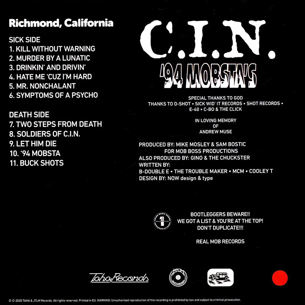 C.I.N. - 94 Mobsta's Red Vinyl Edition