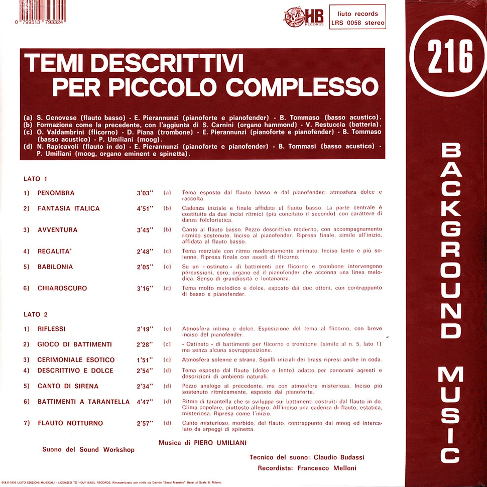 Piero Umiliani - Temi Descrittivi Per Piccolo Complesso