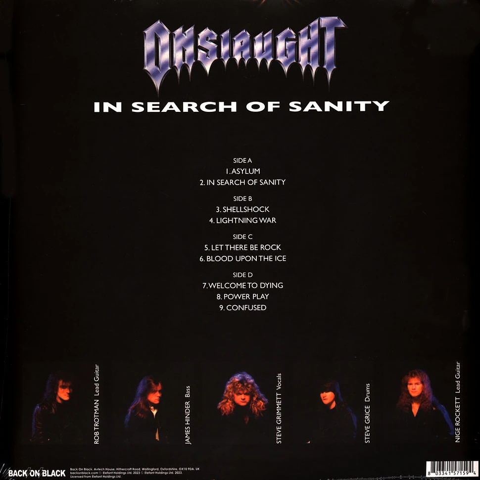 Onslaught - In Search Of Sanity Grey/ Black Splatter Vinyl Edition