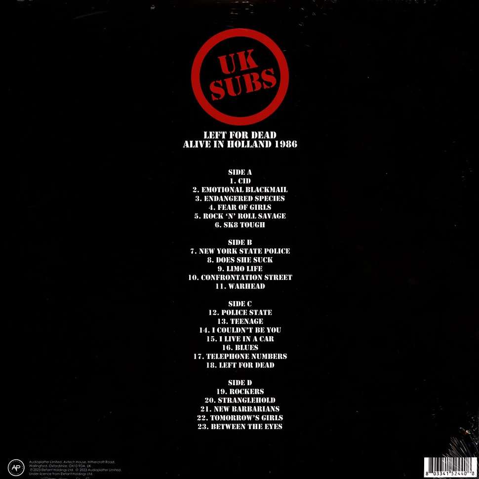 UK Subs - Left For Dead - Alive In Holland 1984 Clear Vinyl Edition