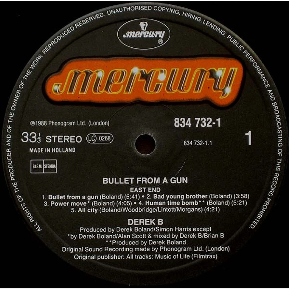 Derek B - Bullet From A Gun - Vinyl LP - 1988 - EU - Original | HHV