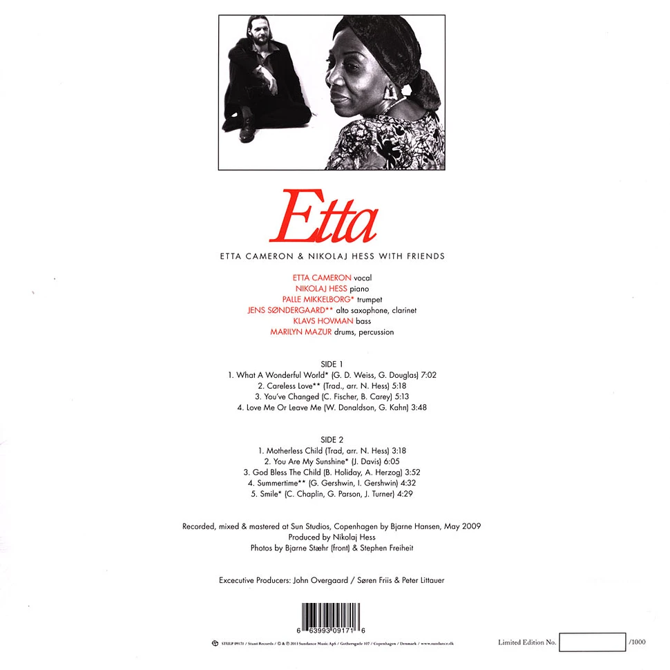 Etta Cameron & Nikolai Hess With Friends Etta Vinyl Editionl Vinyl