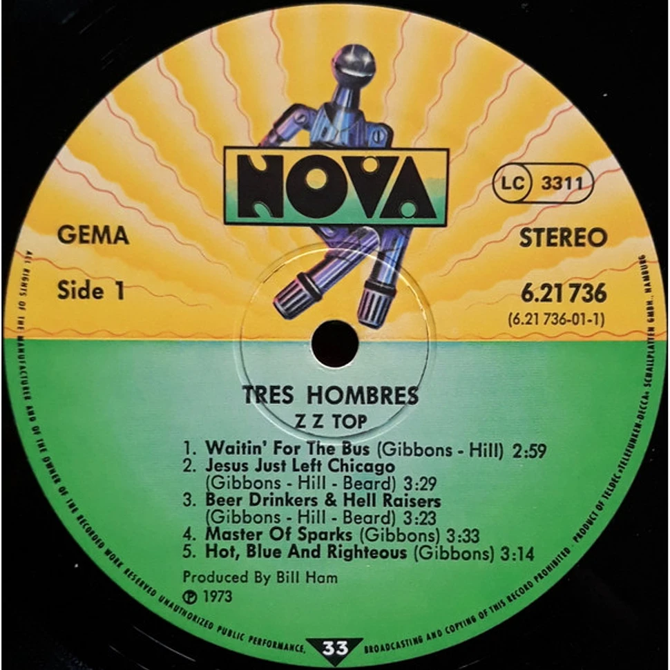ZZ Top Tres Hombres Vinyl LP DE Reissue HHV