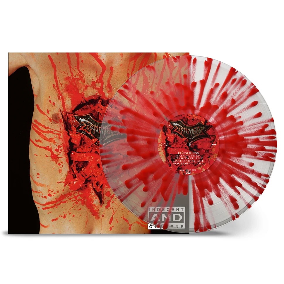 Dismember - Indecent & Obscene Clear-Red Splatter Vinyl Edition