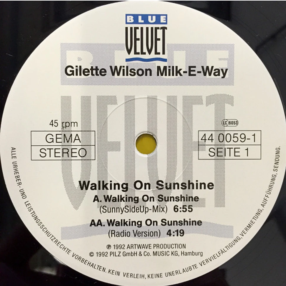 Gilette Wilson & Milk-E-Way - Walking On Sunshine