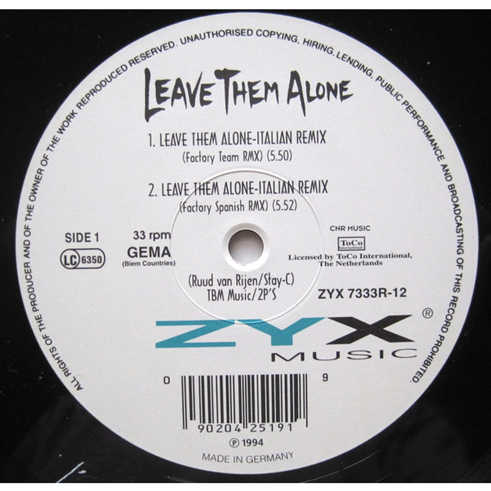 Twenty 4 Seven - Leave Them Alone (Italian Remixes)