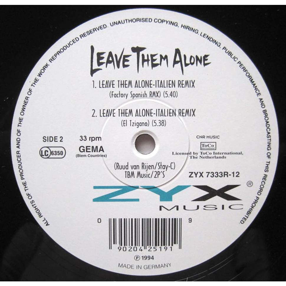 Twenty 4 Seven - Leave Them Alone (Italian Remixes)