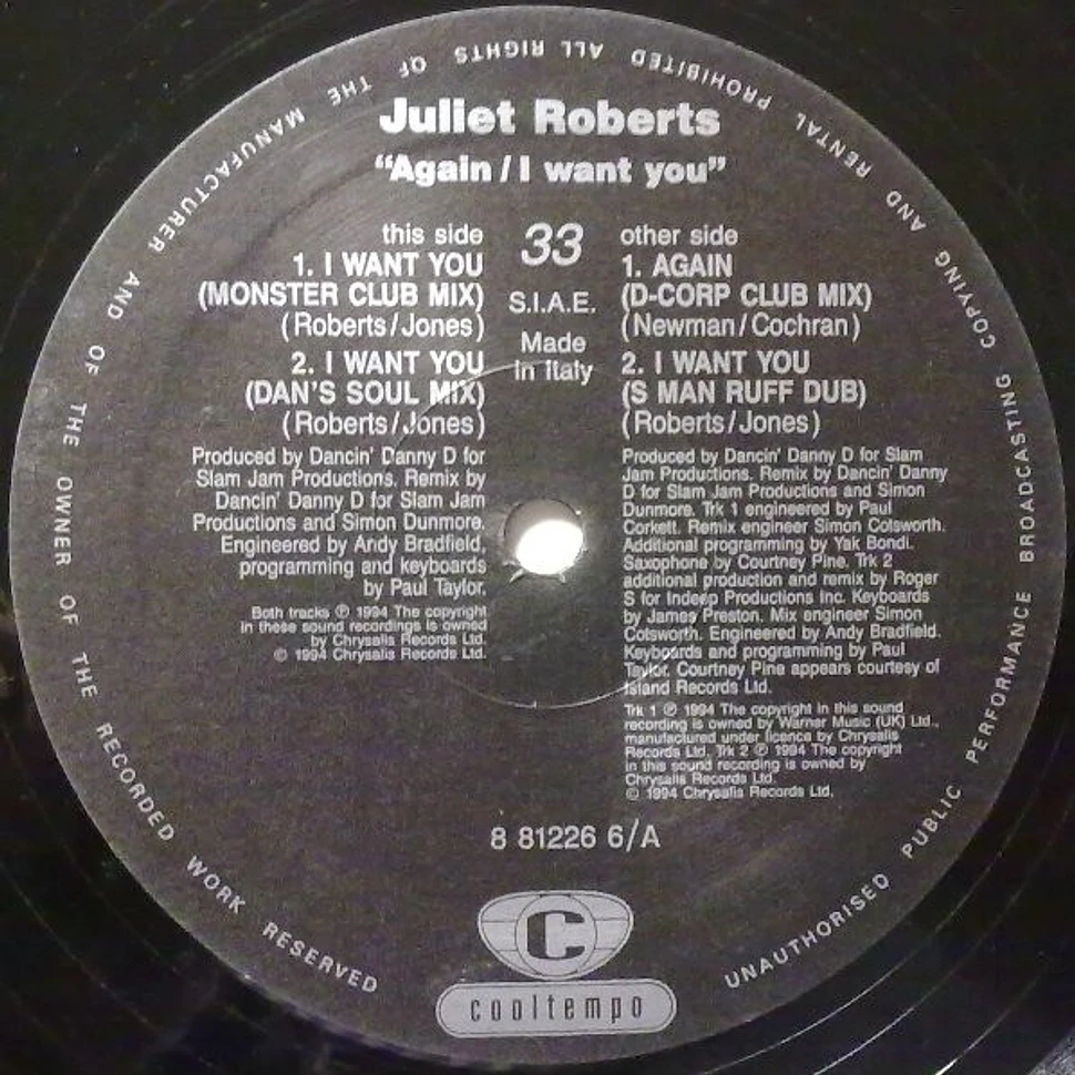 Juliet Roberts - Again / I Want You