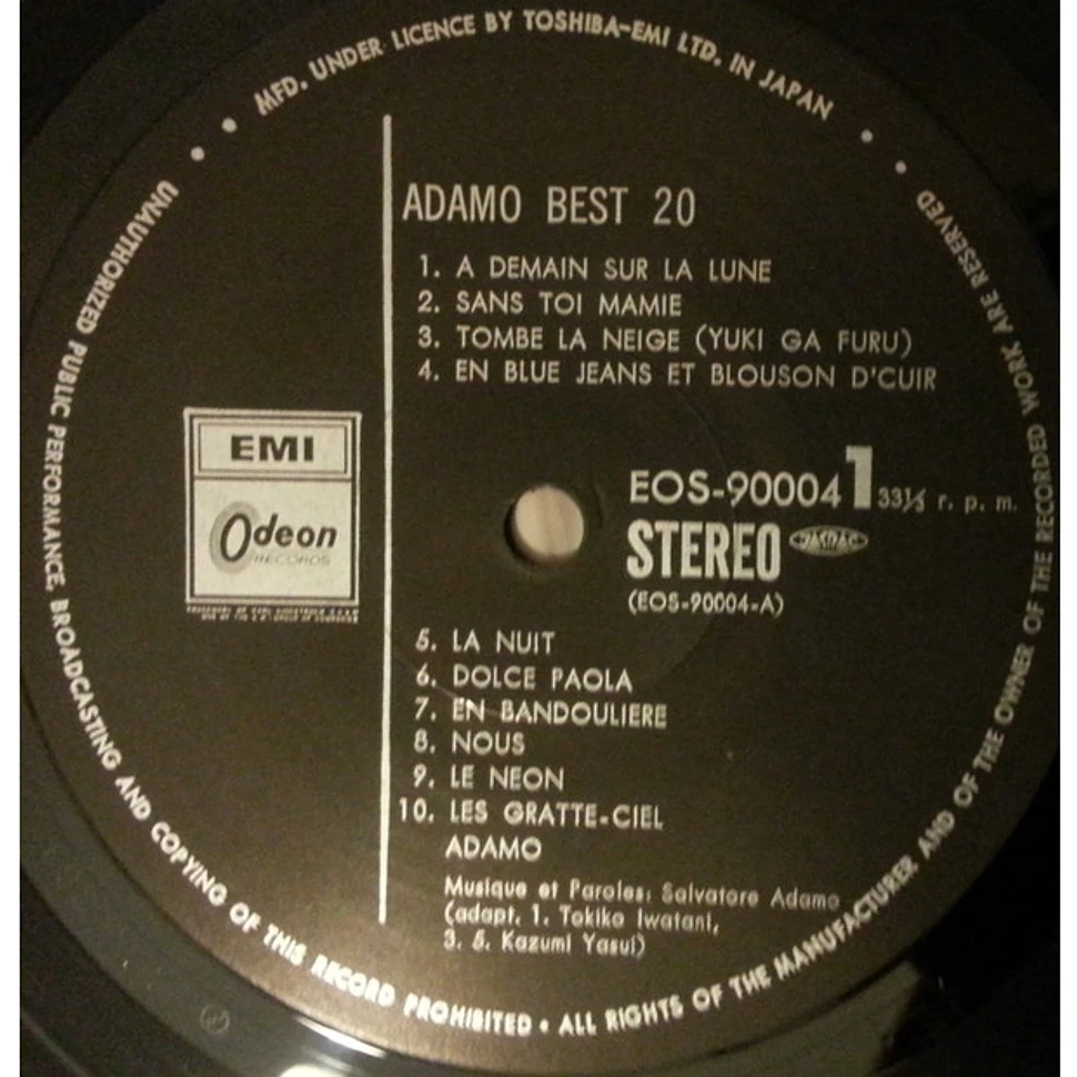 Adamo - Best 20 - Vinyl LP - 1980 - JP - Original | HHV