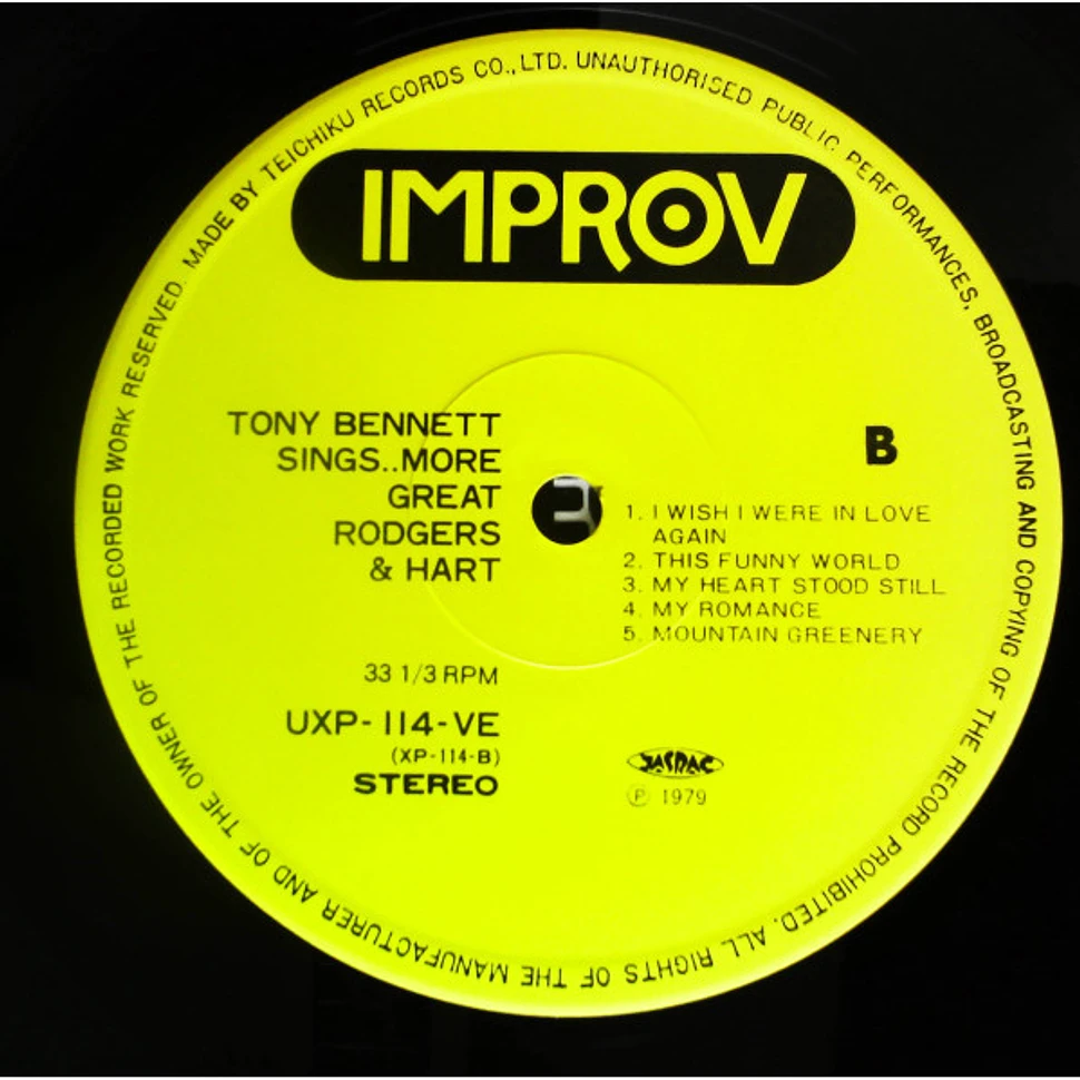 Tony Bennett - Tony Bennett Sings... More Great Rodgers & Hart