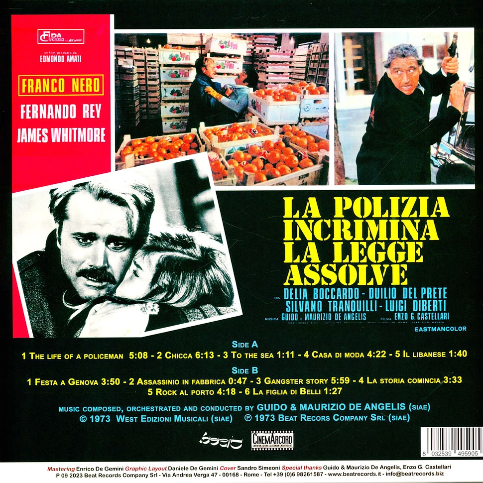 Guido & Maurizio De Angelis - OST La Polizia Incrimina La Legge Assolve 50th Anniversary Red & Black Vinyl Edition