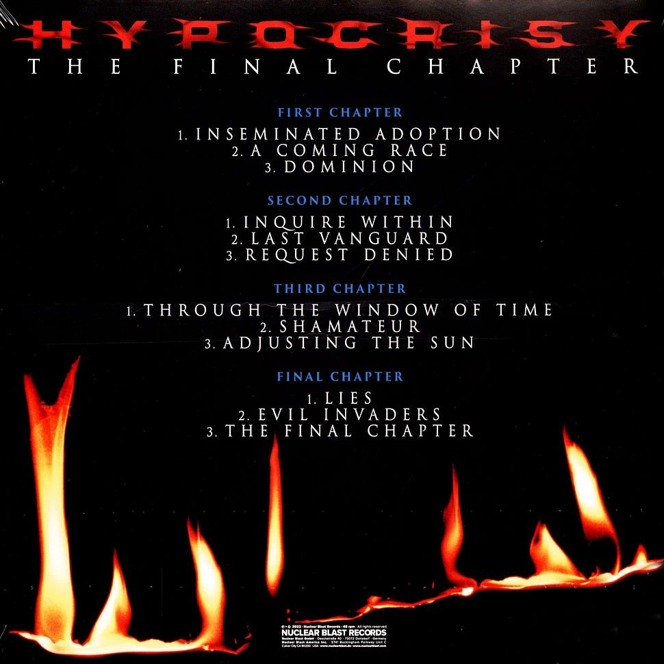 Hypocrisy - The Final Chapter Transparent Blue Vinyl Edition