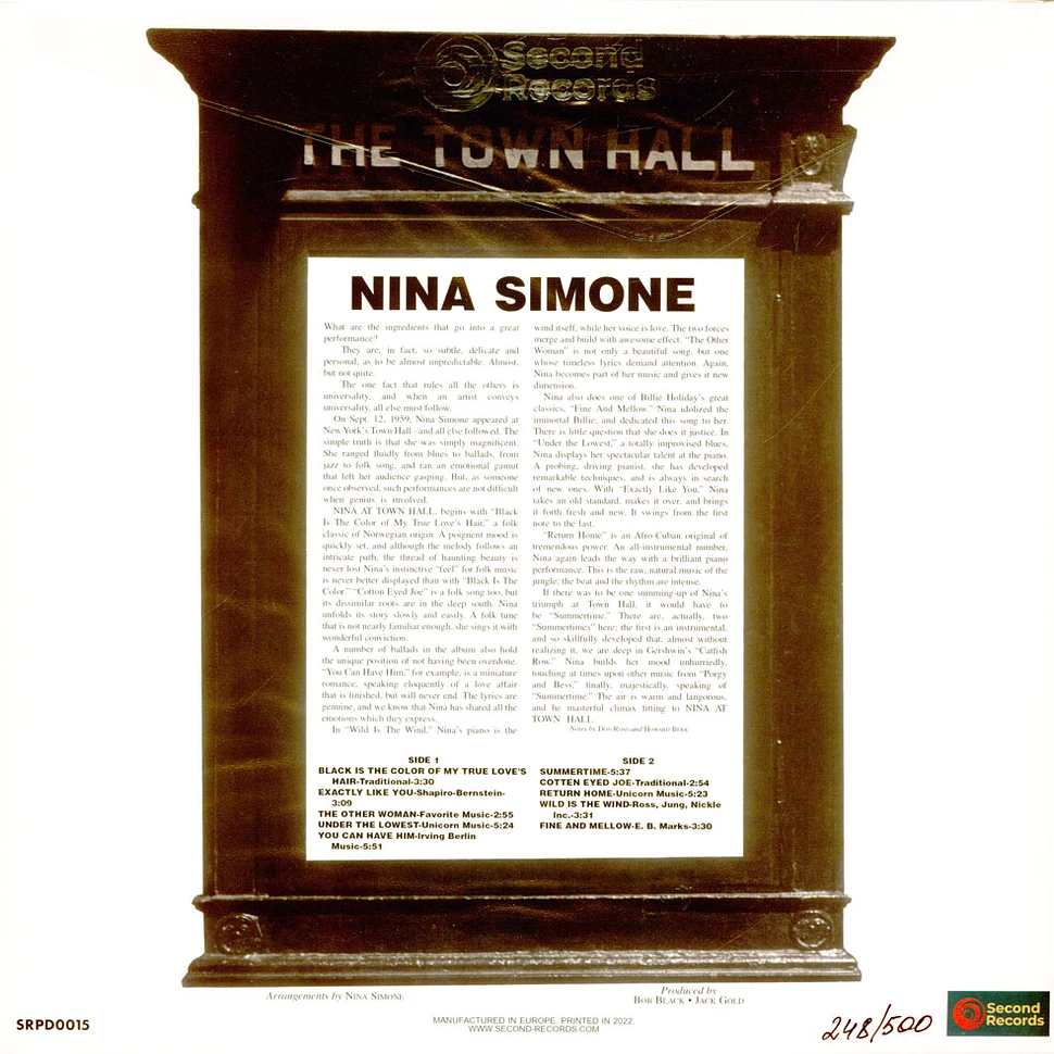 Nina Simone - Nina Simone At Town Hall Yellow / Black Splatter Vinyl Edition