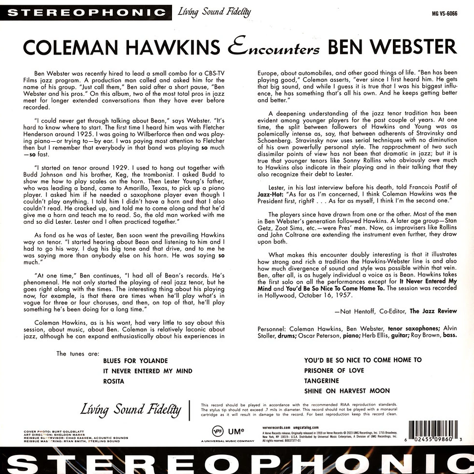 Coleman Hawkins & Ben Webster - Coleman Hawkins Encounters Ben Webster Acoustic Sounds Vinyl Edition