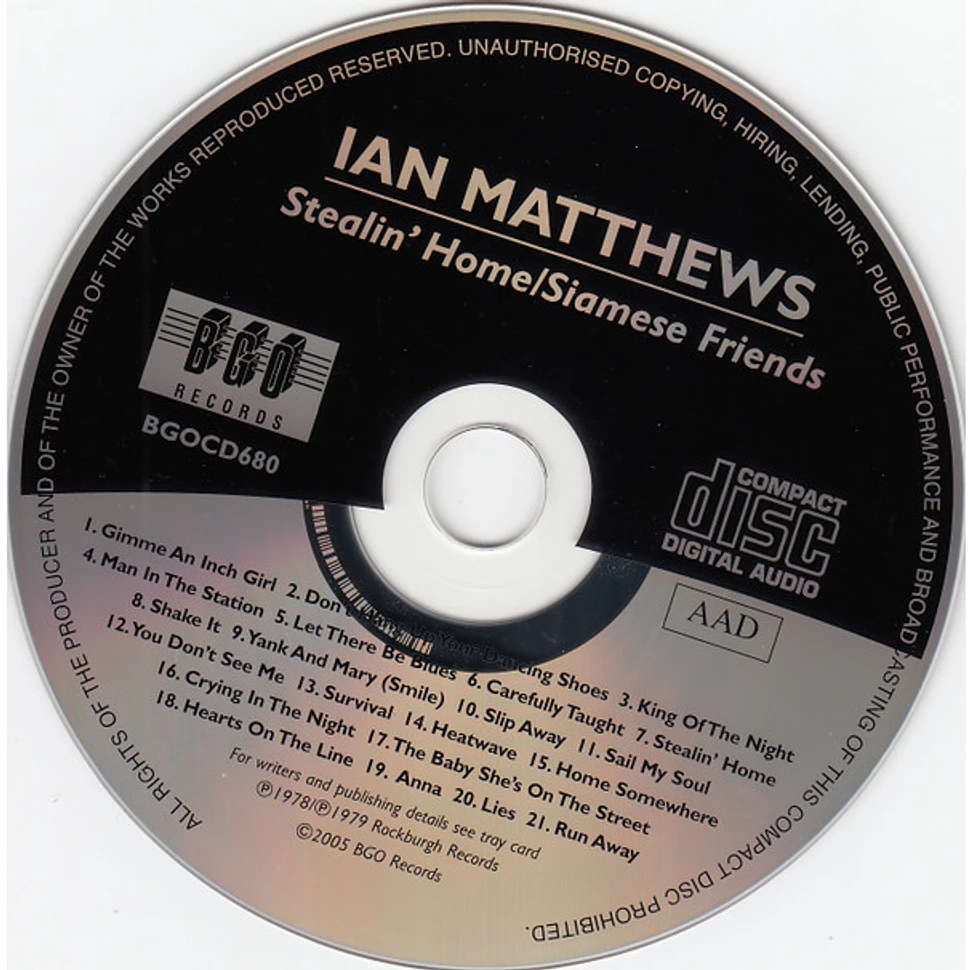 Iain Matthews - Stealin' Home/Siamese Friends