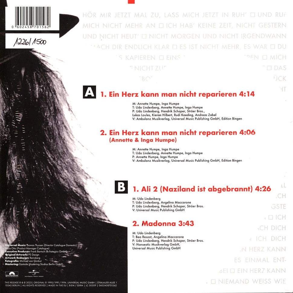 Udo Lindenberg - Ein Herz Kann Man Nicht Reparieren White Vinyl Edition