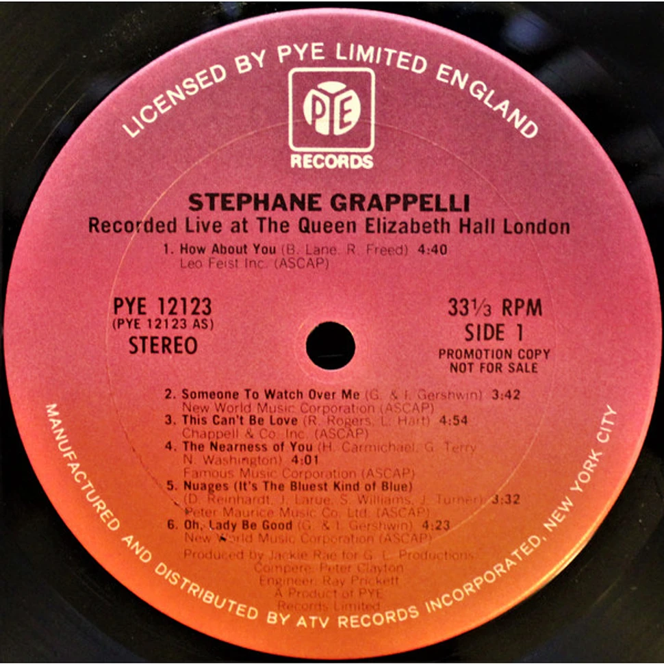 Stéphane Grappelli - Stephane Grappelli Recorded Live At The Queen Elizabeth Hall London)