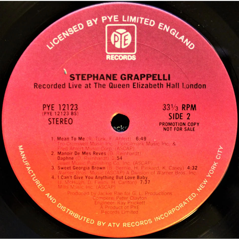Stéphane Grappelli - Stephane Grappelli Recorded Live At The Queen Elizabeth Hall London)