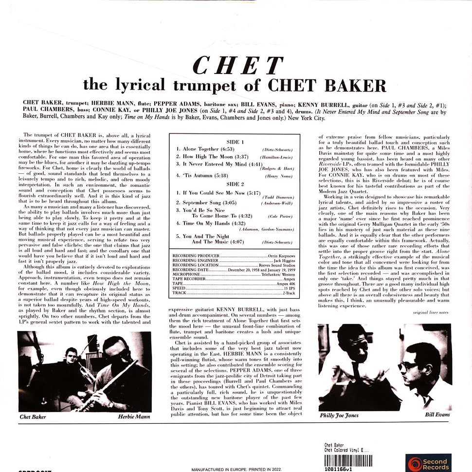 Chet Baker - Chet Colored Vinyl Edition