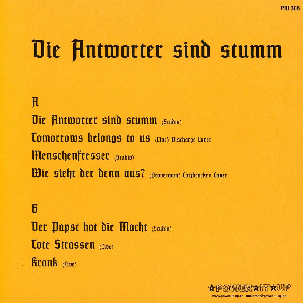 Stosstrupp - Die Antworter Sind Stumm - Vinyl 7