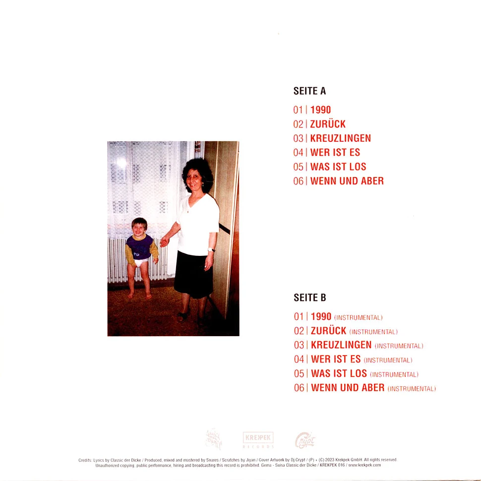 Classic Der Dicke & Snares - 1990 EP + Instrumentals