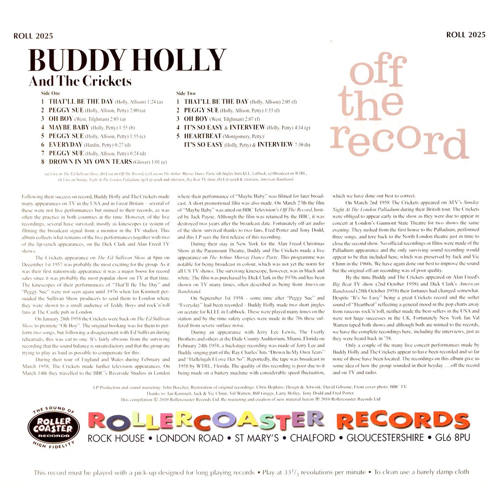 Buddy Holly - Off The Record-On Air Live Performances-