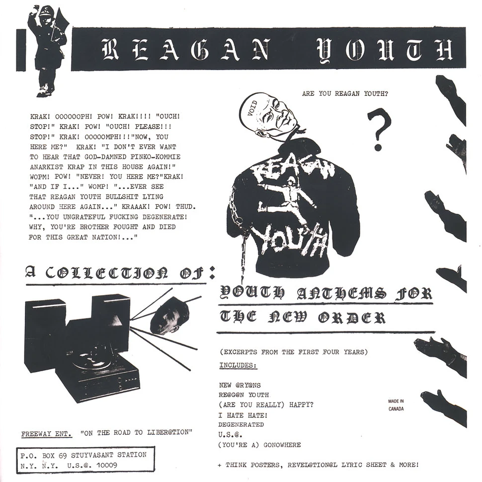 Reagan Youth - Youth Anthems For The New Order Black White Splatter Vinyl Edition