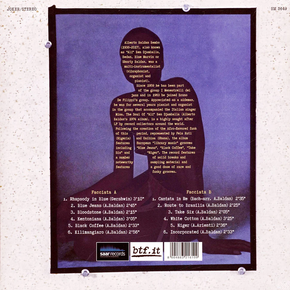 Alberto Baldan Bembo - The Soul Of "Ali" Ben DJamballa Clear Blue Vinyl Record Store Day 2024 Edition