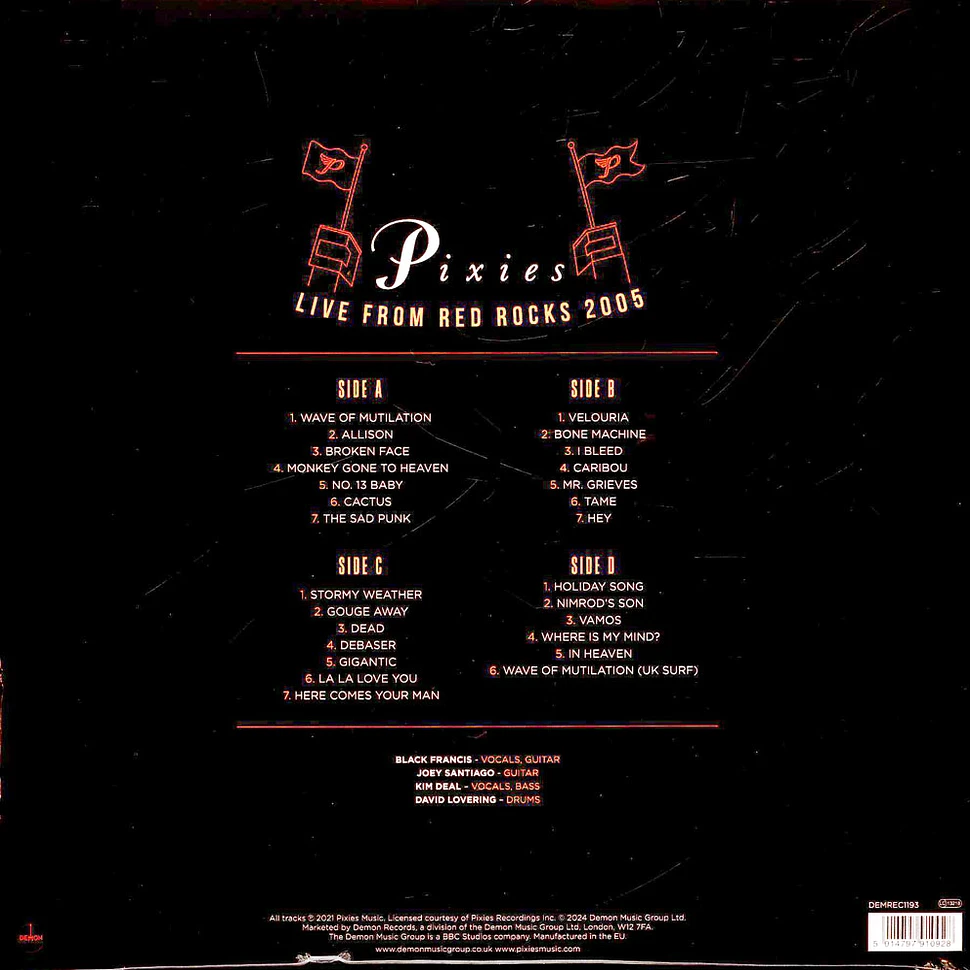 Pixies - Live At Red Rocks 2005 Record Store Day 2024 Blood Splatter Vinyl Edition
