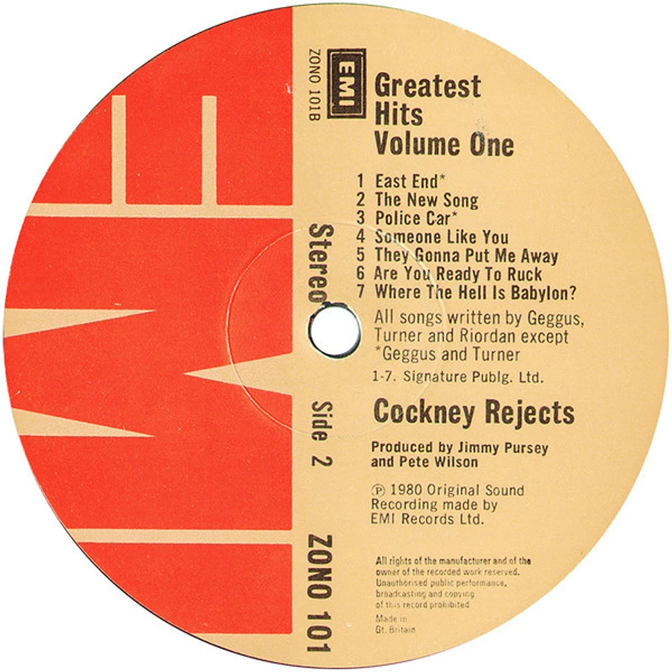 Cockney Rejects - Greatest Hits Vol. 1