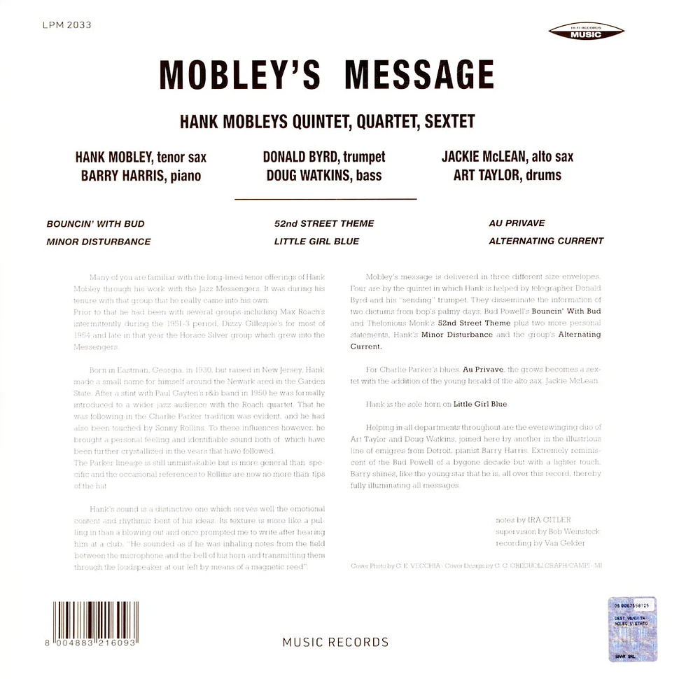Hank Mobley - Mobley's Message Black Vinyl Editoin